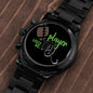 Engraved Design Black Chronograph Watch 2