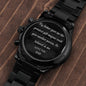 Engraved Design Black Chronograph Watch 1