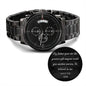 Engraved Design Black Chronograph Watch 1
