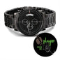Engraved Design Black Chronograph Watch 2