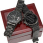Engraved Design Black Chronograph Watch 1