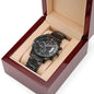 Engraved Design Black Chronograph Watch 1