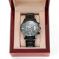 Engraved Design Black Chronograph Watch 1