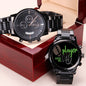 Engraved Design Black Chronograph Watch 2