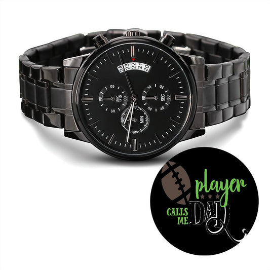 Engraved Design Black Chronograph Watch 2