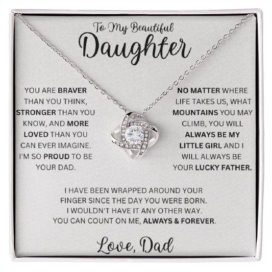 Daugter Dad 2 beautiful Love Knot Necklace