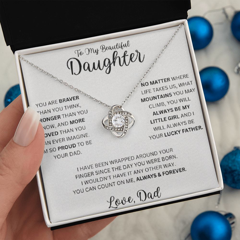 Daugter Dad 2 beautiful Love Knot Necklace
