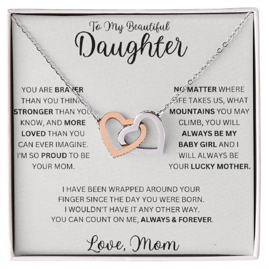 W1FM  Beatutiful Inter Locking Heart Necklace