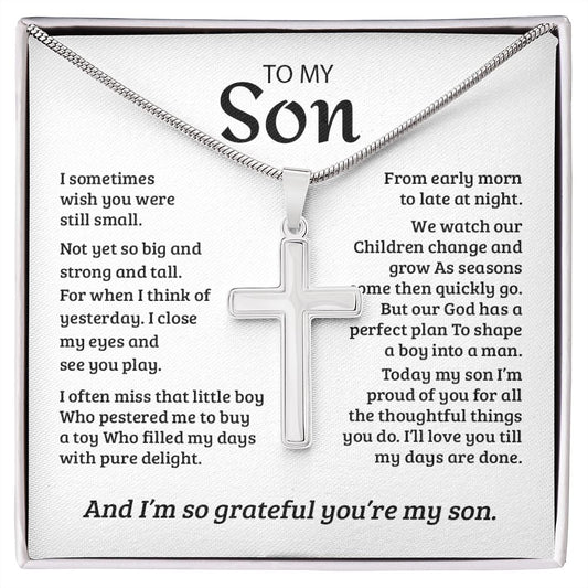 My Son | Grateful to have you - Stainless Steel Cross Necklace